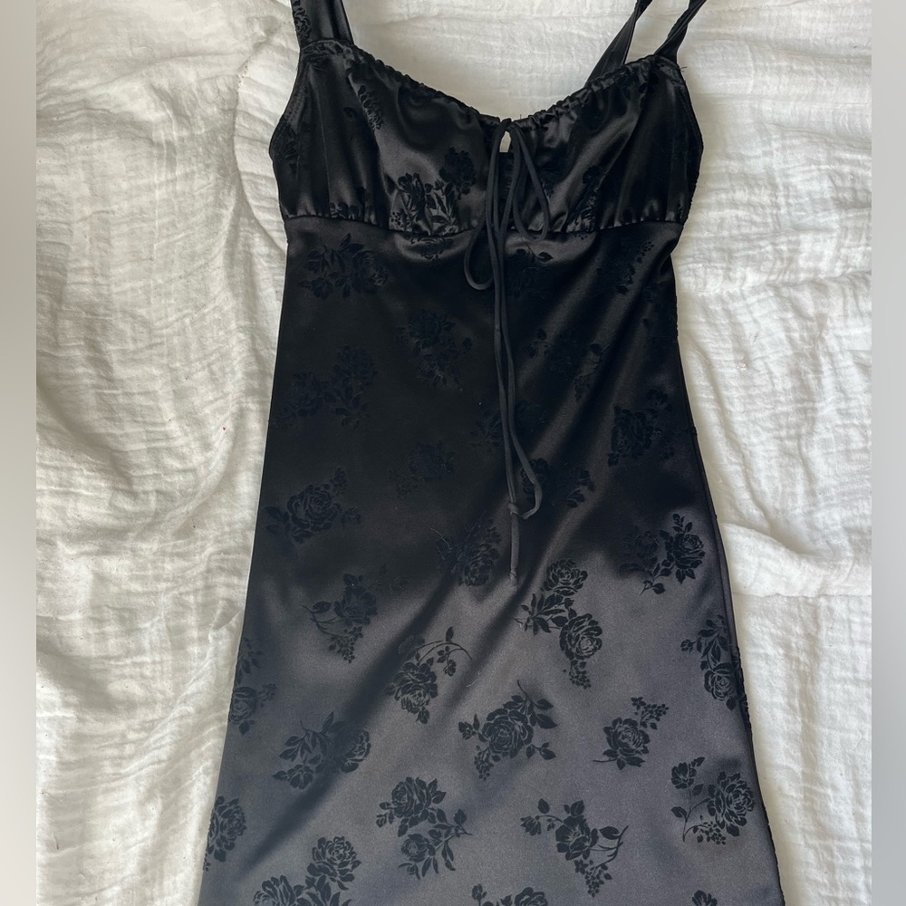 Black Motel Rocks XS Mini Dress w/ velvet rose details